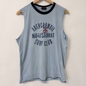 Abercrombie & Fitch Y2K Muscle Gym Issue Tank Size L Blue Montserrat Surf Club